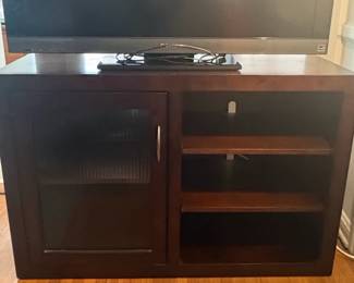 Dark Wood Media Console with Glass Door