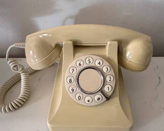 Vintage Rotary Telephone, Cream Colored