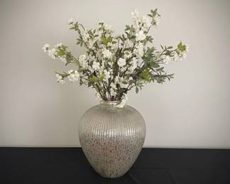 Fluted Mercury Glass Vase with Speckled Finish