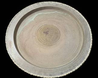 Antique Chinese Brass Tea Table with Iron Ornate Base