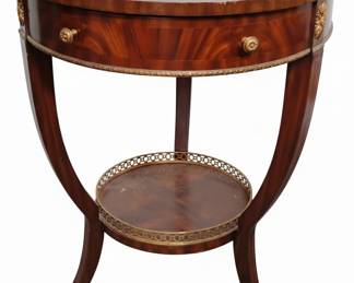 Neoclassical Mahogany Side Table with Drawer and Tray