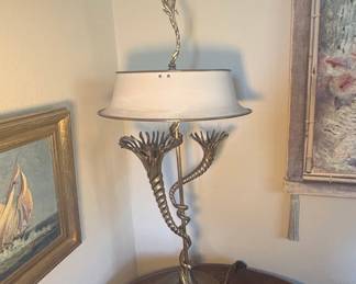 Art Nouveau Brass Cornucopia Table Lamp