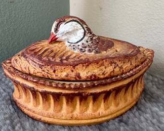 Vintage Quail Pie Dish with Lid