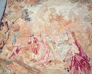 Antique French Aubusson Tapestry Panel - Pastoral Scene