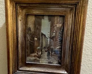 Miniature European Street Scene Painting