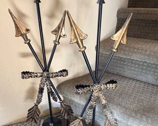 Pair of 1980s Maitland Smith Bronze Arrows Sculptural Table Lamps