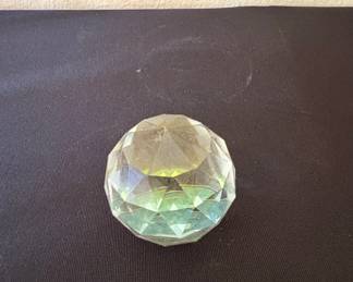 Large Faceted Crystal Paperweight