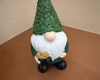 St. Patrick's Day Gnome Figurine with Pot of Gold