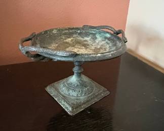 Antique Bronze Serpent Handled Tazza