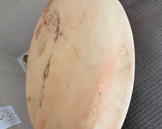 Vintage Alabaster Top Side Table with Gilt Metal Base