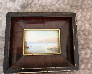 Miniature Painting "Lago di Como" Attributed to Pauline Nigu