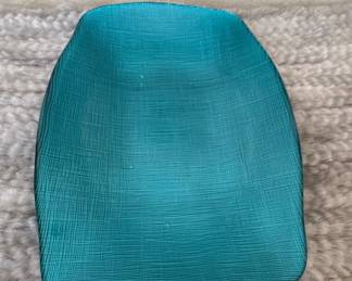Teal Textured Glass Dish