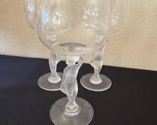 Bayel Bacchante Frosted Nude Figure Stemware Glasses