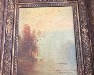 Ornate Gold Frame of Landscape Painting 
