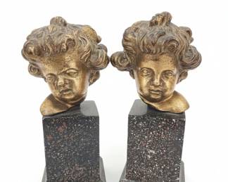 Pair of Cherub Head Bookends