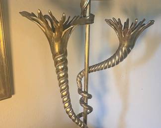 Art Nouveau Brass Cornucopia Table Lamp