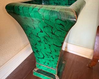 Maitland Smith Faux Malachite Pedestal Stand
