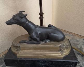 Chelsea House Art Deco Bronze Greyhound Lamp with Bunny Finial