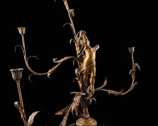 Gilt Bronze Cherub Candelabra