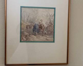 Watercolor “Auftrieb zur Alm" by artist Peter Othmar Hartmann