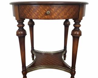 Vintage Inlaid Marquetry Game Table with Drawer