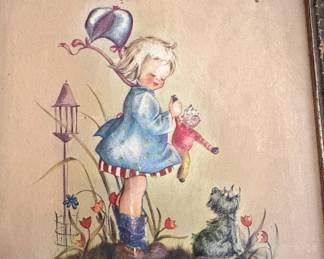 Vintage "Our Mary" Girl and Scottie Dog 3-dimention by Marion Bradford Burgess