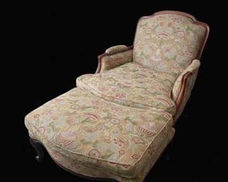 French Provincial Style Bergère Chair and Ottoman