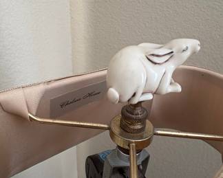 Chelsea House Art Deco Bronze Greyhound Lamp with Bunny Finial