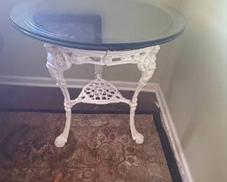 Victorian Cast Iron Pub Table with Glass Top
