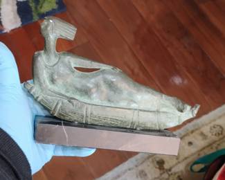 Art Deco Reclining Nude Bronze Sculpture on Marble Base