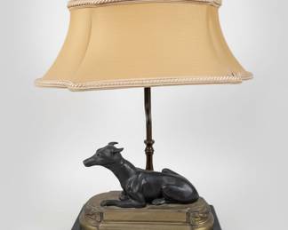 Chelsea House Art Deco Bronze Greyhound Lamp with Bunny Finial
