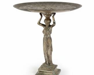 Antique Silver-Plated Figural Pedestal Ashtray