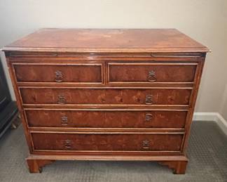 Chippendale-Style Chest of Drawers with End-Grain Veneer with Writing Surface