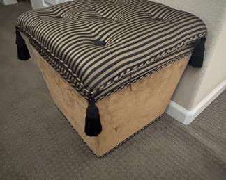 Tufted Striped Ottoman with Tassels by Jennifer Taylor