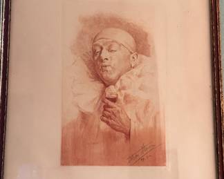 Artist's Proof Etching by Albin Henry - "Pierrot"