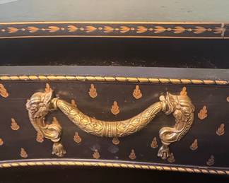Maitland Smith Black Lacquered Commode with Gilt Chinoiserie Dresser