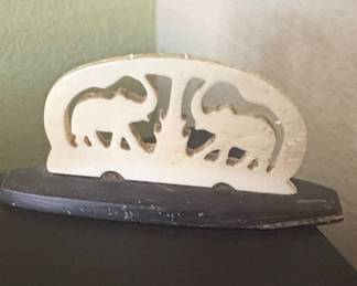 Carved Bone Elephant Bridge Figurine