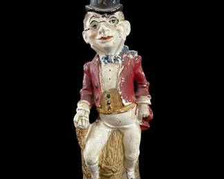 Antique Porcelain Man with Red Top Hat figurine