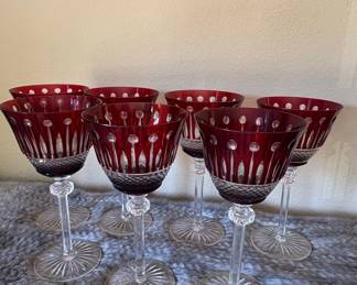 Waterford Crystal Clarendon Ruby Red Wine Glasses