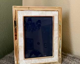 Mother of Pearl and Gold Tone Inlay Picture Frame