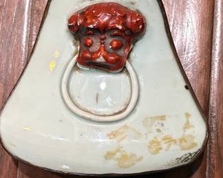 Antique Chinese Enameled Trinket Box with Figural Handle