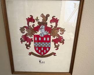 Framed Lee Family Coat of Arms
