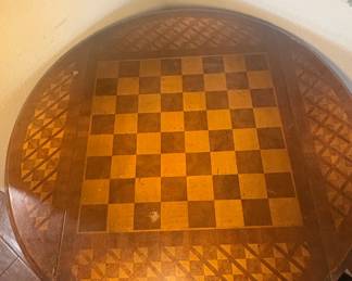 Vintage Inlaid Marquetry Game Table with Drawer