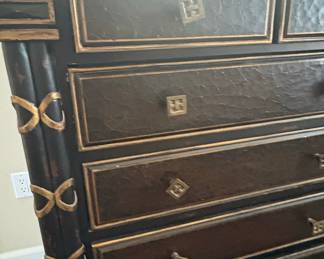 Maitland Smith Chinoiserie Black Lacquer Chest of Drawers