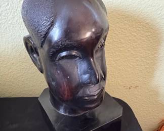 African Carved Ebony Wood Bust
