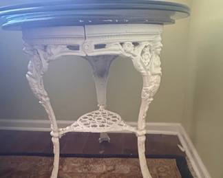 Victorian Cast Iron Pub Table with Glass Top