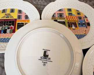 Louis Lourioux "Parisian Street Scene" Porcelain Plates Set of 5