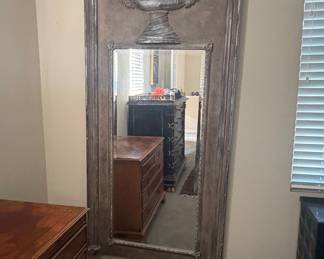 Neoclassical Urn and Garland Relief Trumeau Mirror