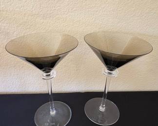 Art Glass Martini Glasses (Set of 2) - Signed "Vision Art Glass 2002"