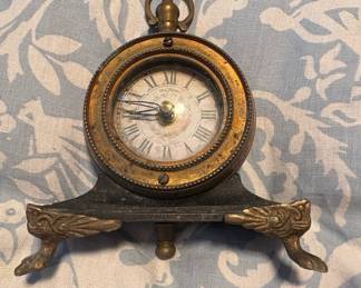 Antique French Style Mantel Clock with Ornate Base